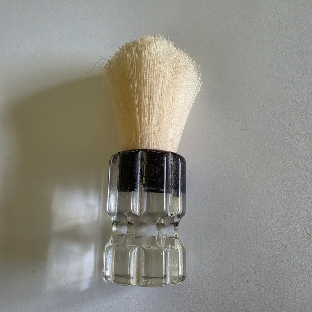 Vintage 50s Ever-Ready 500N Shaving Brush Clear Lucite Black Handle Made in USA